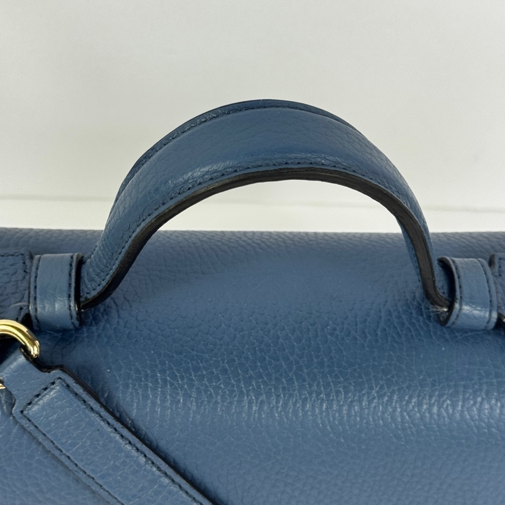Gucci GG Interlocking Navy Leather Satchel with Gold Chain Made in Italy - Picture 15 of 15